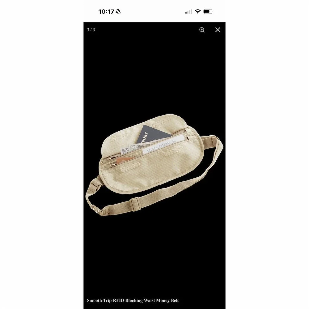 Smooth Trip RFID Blocking Waist Money Belt Hidden Travel Pouch Beige